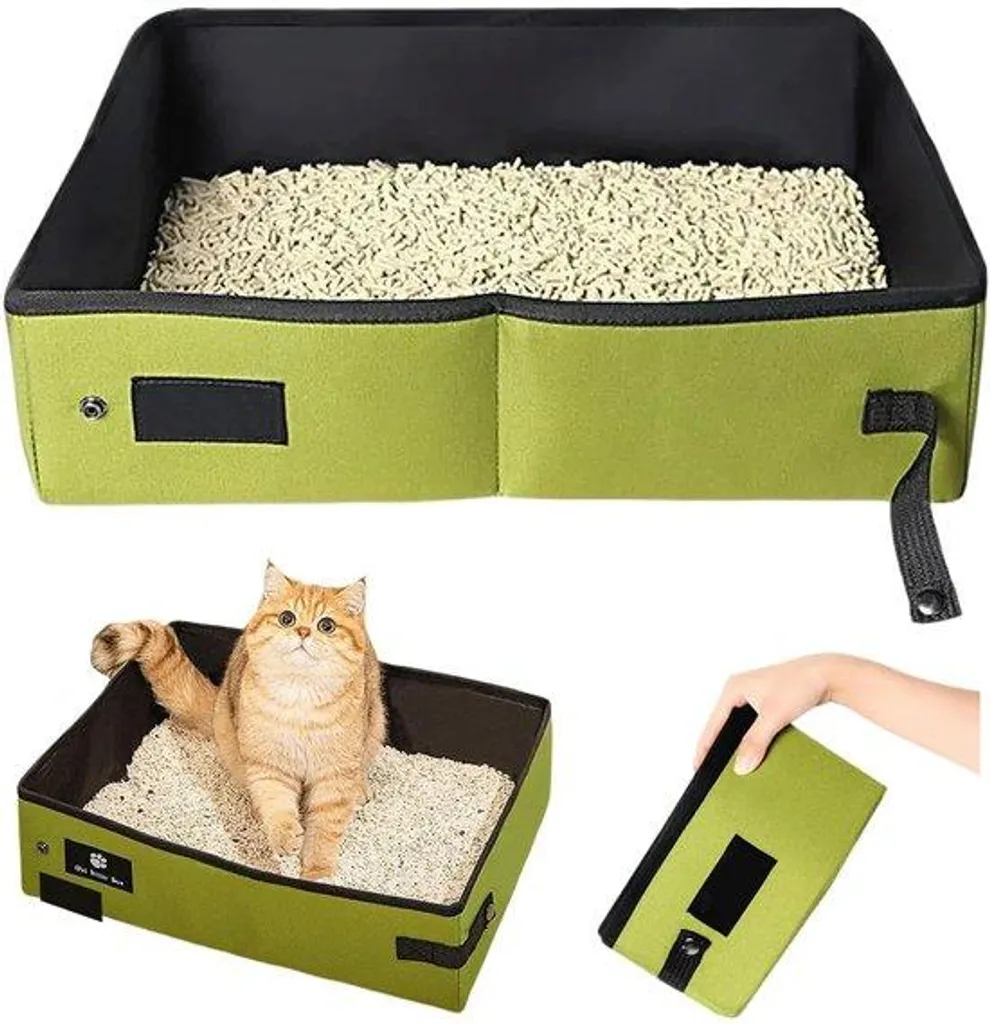 Grande niche de transport pour chat pliable et étanche coloris vert