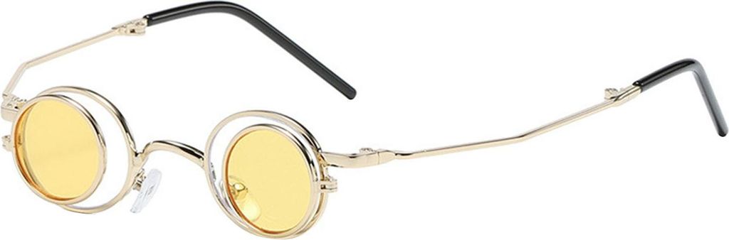 Runde hochklappbare Sonnenbrille, kleiner Kreis, polarisierte Brille für Männer und Frauen, Retro-Punk, UV400-Sonnenbrille für Rave-Partys