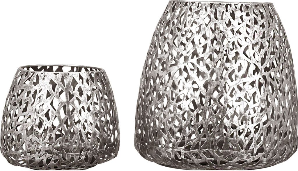 GILDE Windlicht, "Purley", Metall, silberfarben, VE 2, H. Produktbild 