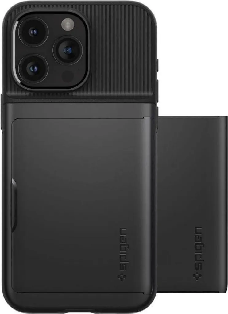 Spigen Slim Armor CS Coque iPhone 15 Pro Noir avec Porte-Carte Intégré