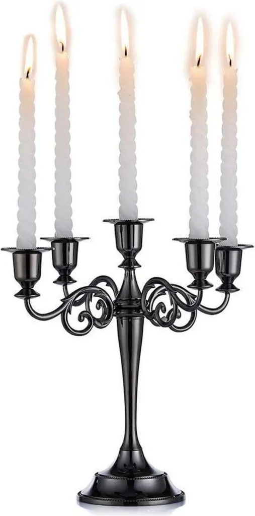Candelabro Nero Moderno 5 Bracci Alluminio | Design Interni e Nozze