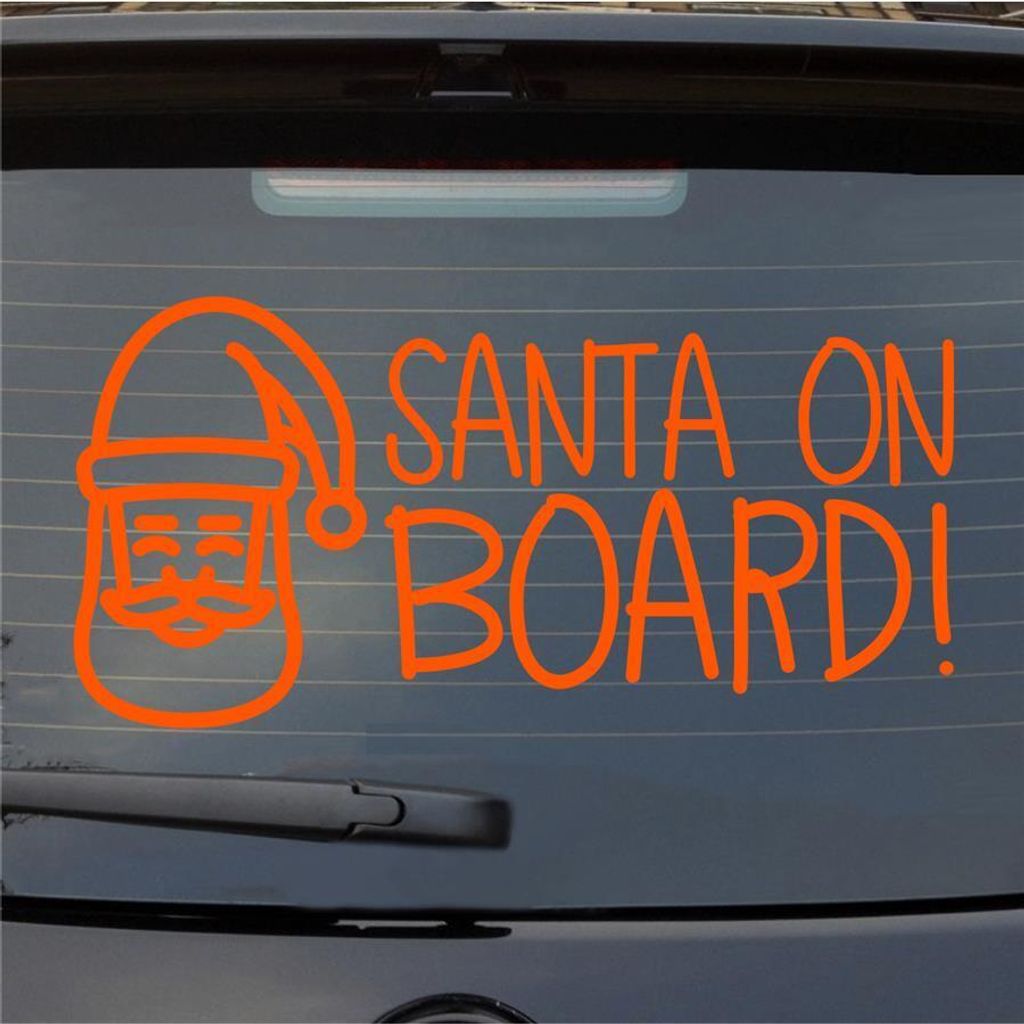 Heckscheibenaufkleber Santa on Board Weihnachten Christmas 55x27 cm Orange Auto Aufkleber Sticker