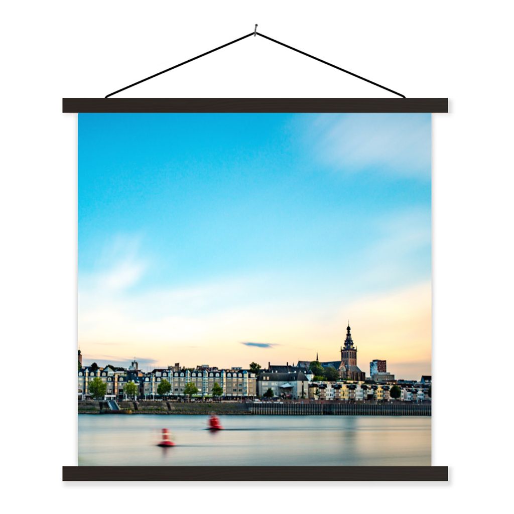MuchoWow Textilposter Waal - Nijmegen - Niederlande 120x120 cm mit schwarzem Rahmen - Aufhängungsset