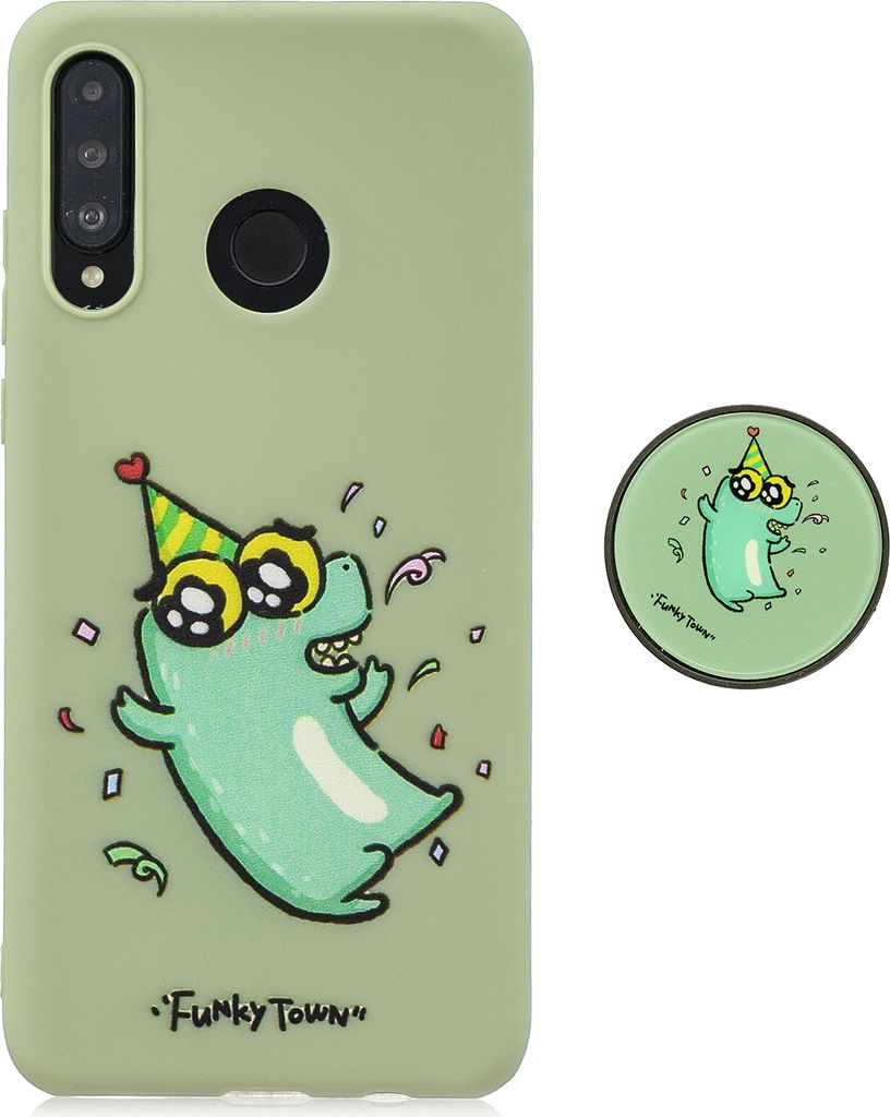 Für HUAWEI P30 lite Cute Cartoon Handy-Gehäuse Ultra Dünne leichte weiche TPU reine Farbabdeckung mit passender Muster einstellbare Halterung 2