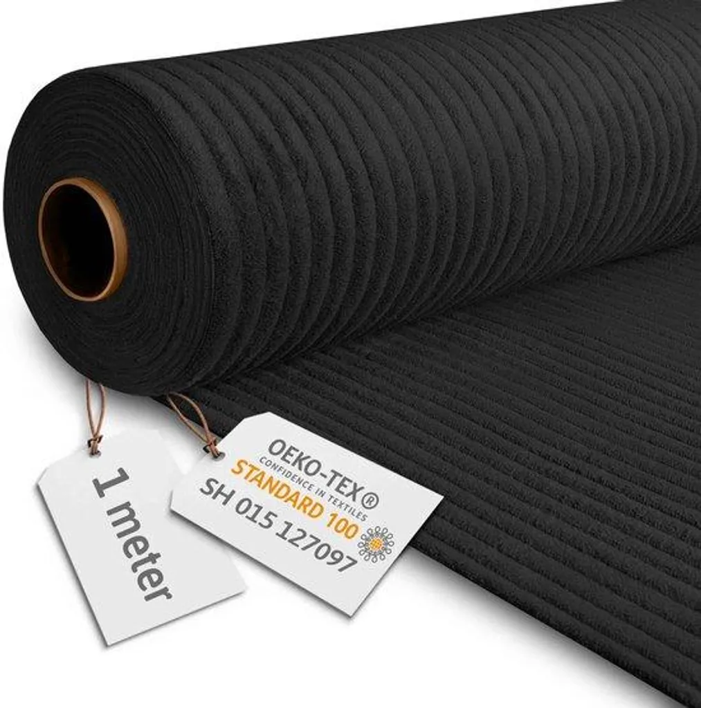 Tissu Velours Noir Épais 380g/m² - Largeur 140cm Haute Résistance au Mètre