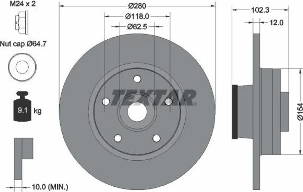 Disque de frein haute performance TEXTAR compatible Nissan Primastar