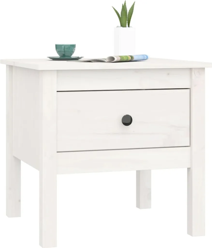 Tables d'appoint Blanches en Pin Massif 50x50 cm - Design Durable - 7