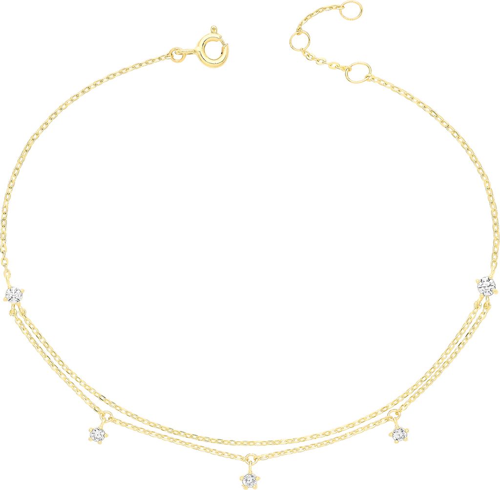 Wunderschönes 9 Karat (375) Gold Damen - Bettelarmband mit Zirkonia - 18cm; TRS34983