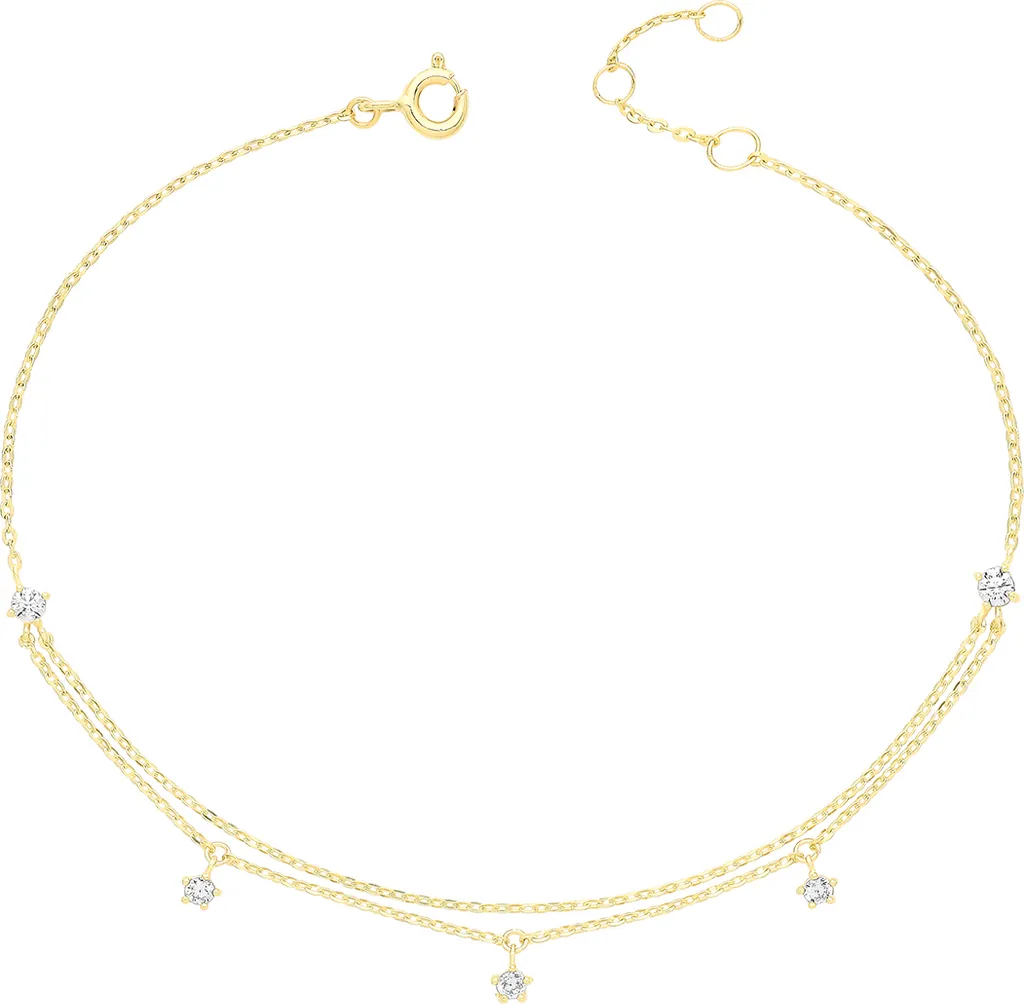 Cadeau Idéal Femme : Bracelet Or 9 carats et Zircon pour Anniversaire