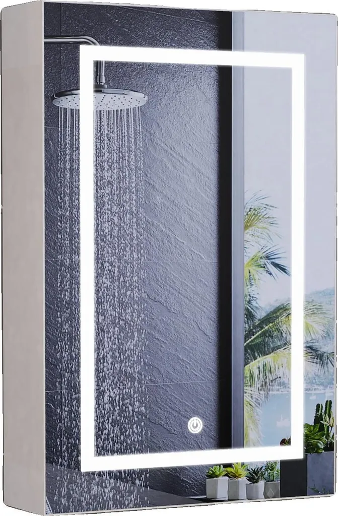 Gagnez de la place en salle de bain avec cette armoire LED blanche murale