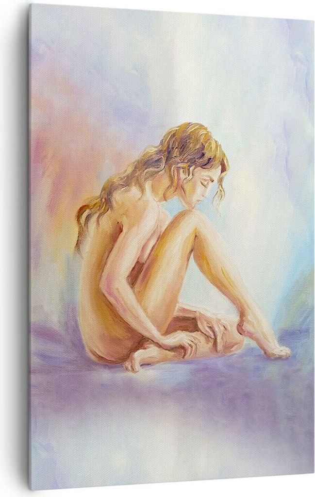 Bild auf Leinwand - Leinwandbild - Einteilig - Frau Nacktheit Abgesehen von - 80x120cm - Wand Bild - Wanddeko - Wandbilder - Leinwanddruck - Wandde...