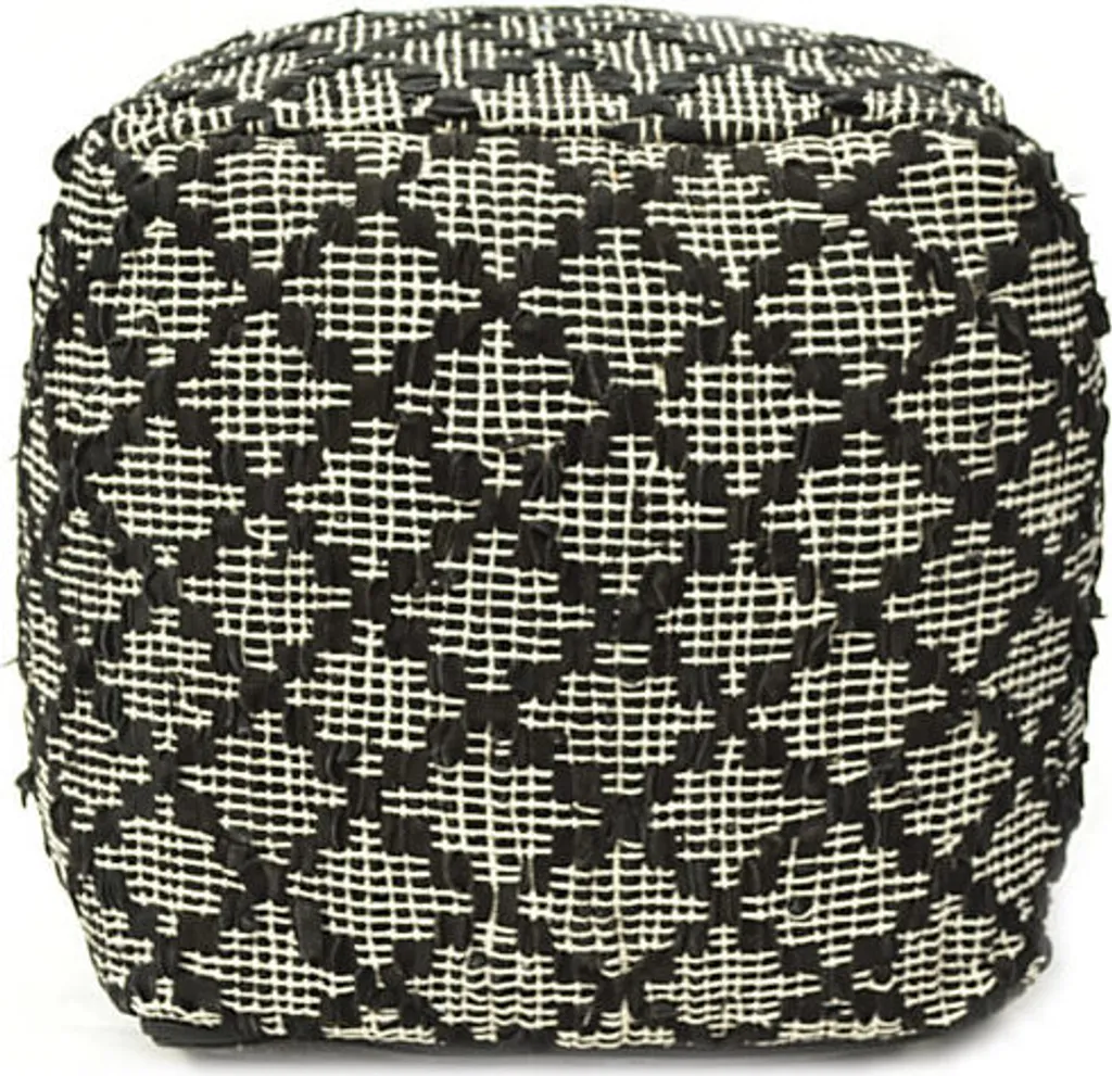 Pouf Minot noir 40x40 cm - Siège d'appoint carré au design minimaliste