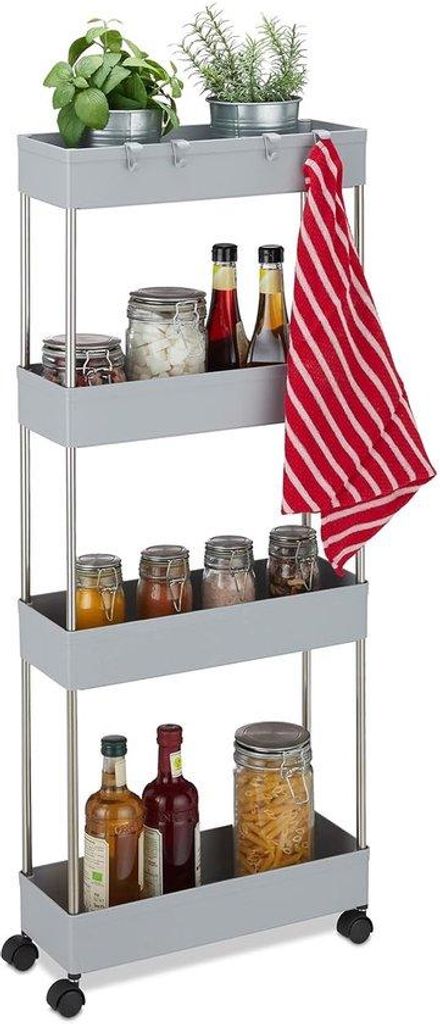 Schubladenregal schwarz Kunststoff 98x15,5x40,5 cm - Badezimmer Küchen Schubladenregal - 4 Haken & Etagen