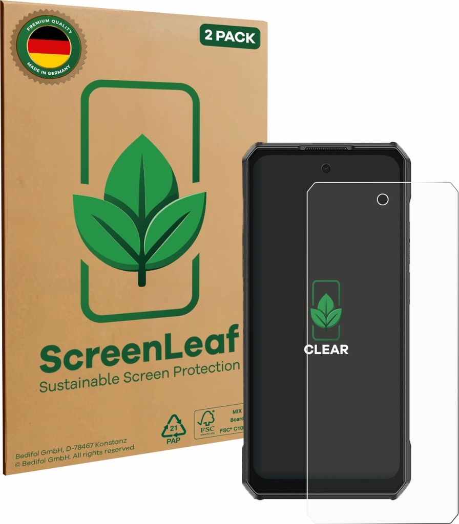 2x ScreenLeaf Schutzfolie für Ulefone Armor 30 Pro nachhaltiger Displayschutz Display Schutz Folie Klar Transparent