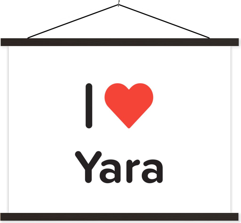 MuchoWow Textilposter Ich liebe - Yara - Mädchen 120x90 cm mit schwarzem Rahmen - Aufhänger für Poster