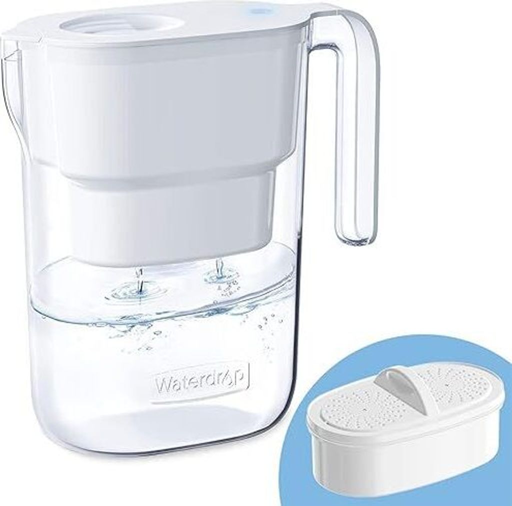 Waterdrop WD-PT-05 Elfin Kühlschrank Wasserfilter Krug mit 3-Monats-Filter, 2.5L, reduziert Fluorid, Chlor und mehr, NSF , BPA frei, weiß