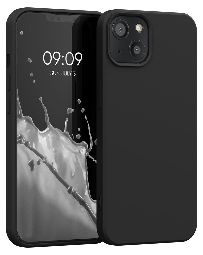 kwmobile Hülle kompatibel mit Apple iPhone 13 Hülle - gummierte TPU Silikon Handyhülle - Schutzhülle für kabelloses Laden - Case in Schwarz matt