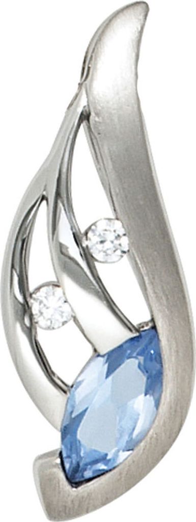 Anhänger Zirkonia blau & weiß 925 Silber rhodiniert Halsschmuck Damen