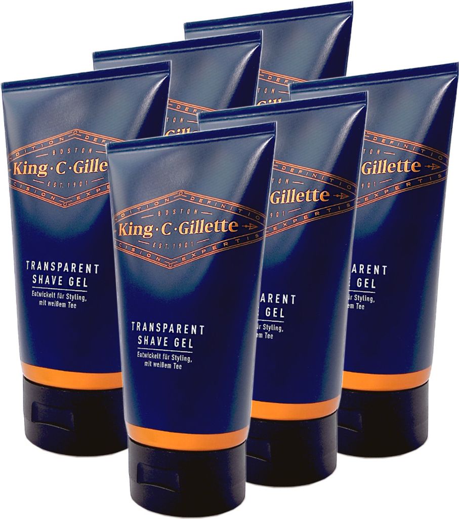 King C. Gillette Transparentes Rasiergel, 150 ml x 6