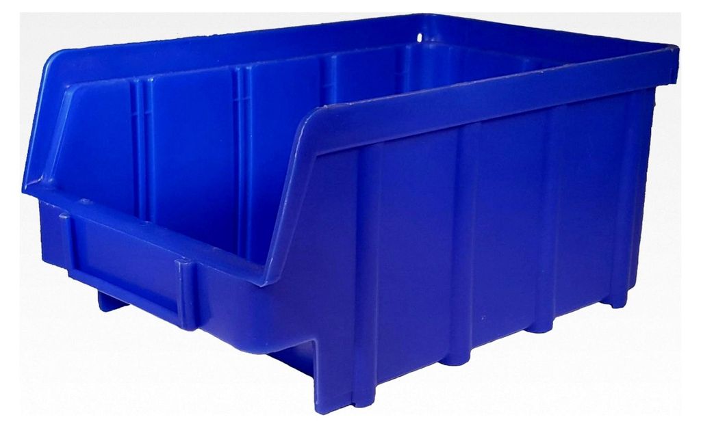 80 Stück Stapelboxen blau Größe 2 (102x167x76mm) Kunststoff PP Sichtlagerkästen mit Aufhängevorrichtung