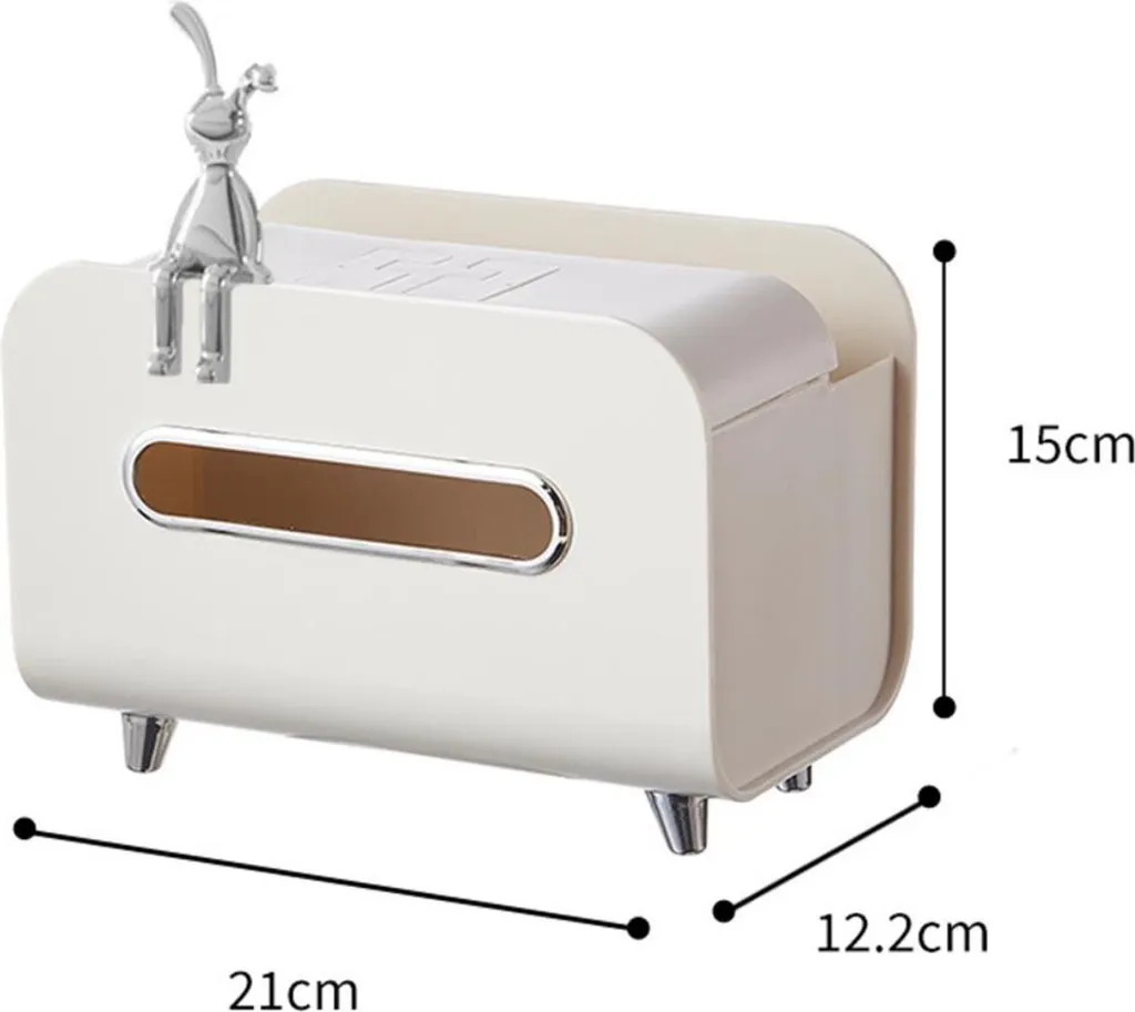Support Téléphone et Boîte à Mouchoirs pour Table de Chevet Coloris Beige