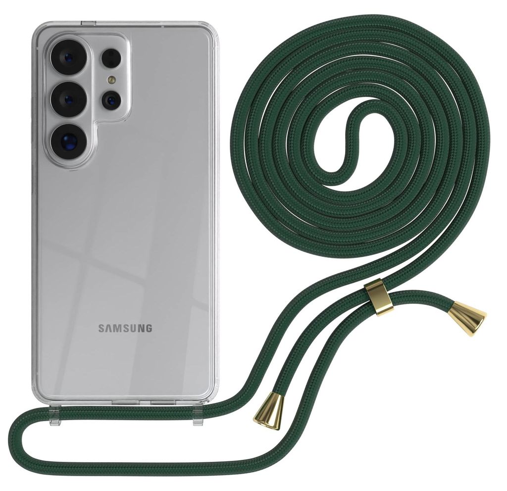 EAZY CASE Handykette kompatibel mit Samsung Galaxy S26 Ultra, Handyhülle mit Umhängeband, Handykordel, Schutzhülle Clear, Band in Grün