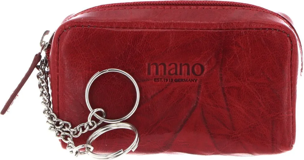 Regalo Donna: Portachiavi Pelle Mano Aurona Rosso con Zip e Box