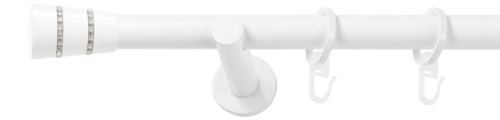SN Deco Gardinenstange Rennes, 19 mm, 1-läufig, Stahl, Komplett-Set mit Ringen, Auflageträger, 240 cm, weiß