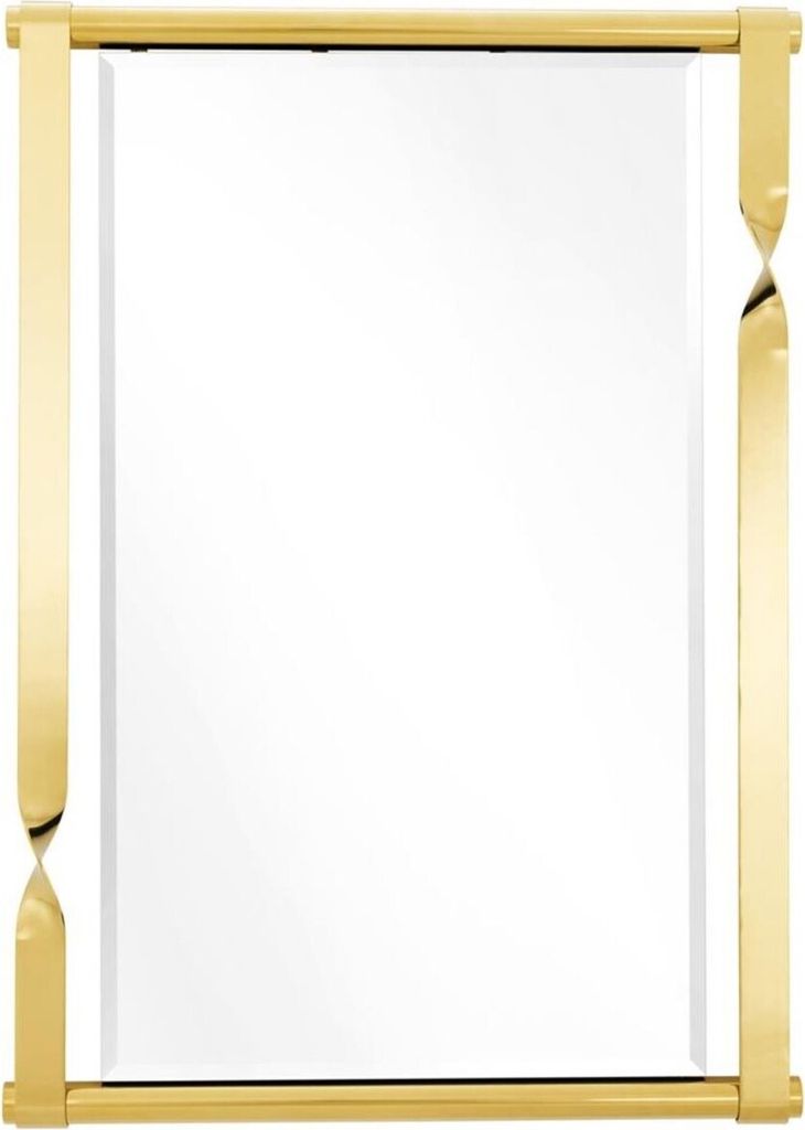 Casa Padrino Designer Edelstahl Spiegel / Wandspiegel Gold 95 x 9 x H. 134 cm - Designermöbel