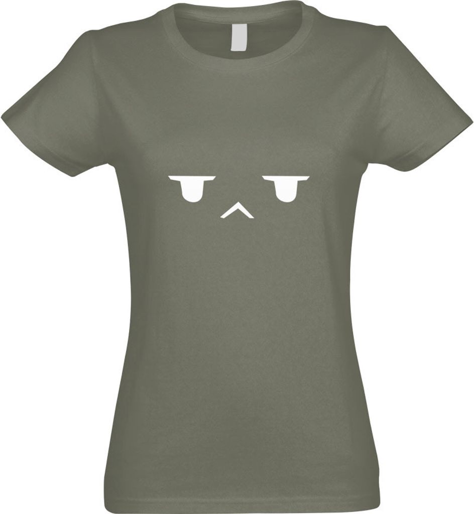 Kiwistar - T-Shirt tailliert - Damen - Olive - Genervtes Gesicht - mit Motiv Bedruckt - Funshirt Design - Sport - Freizeit - Damen - XXL