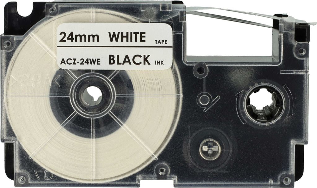 vhbw Schriftband-Kassette kompatibel mit Casio KL-8200, KL-8100, KL-200E, KL-7400, KL-820, CW-L300 Etiketten-Drucker 8m x 24mm Schwarz auf Weiß