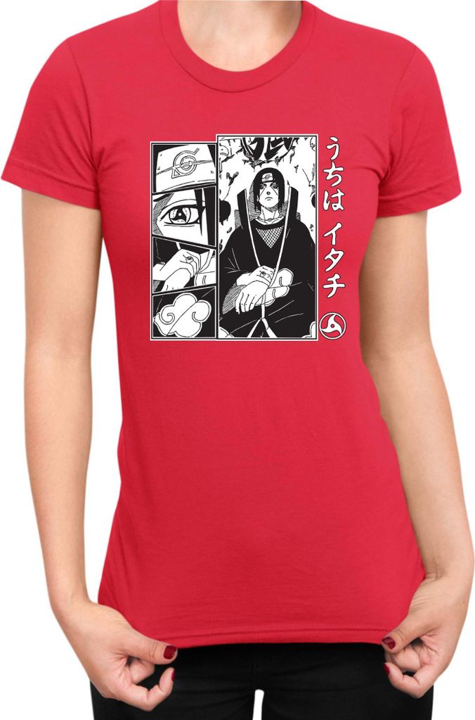 Damen T-Shirt Naruto Itachi Uchiha 03, Lady M / Rot