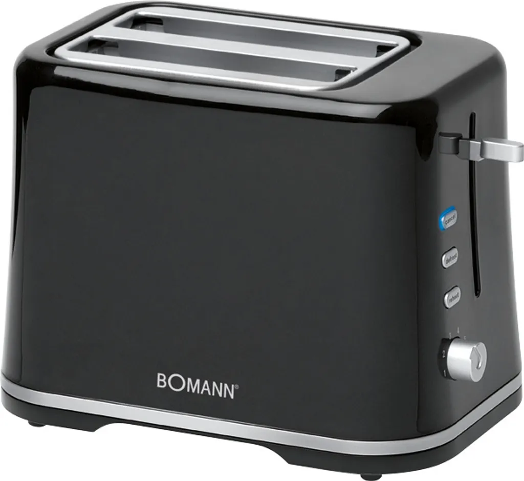 Tostapane Bomann TA 1577 CB, tostapane compatto a 2 fette con funzione di scongelamento/riscaldamento/arresto rapido, grado di doratura regolabile in continuo, bianco/argento