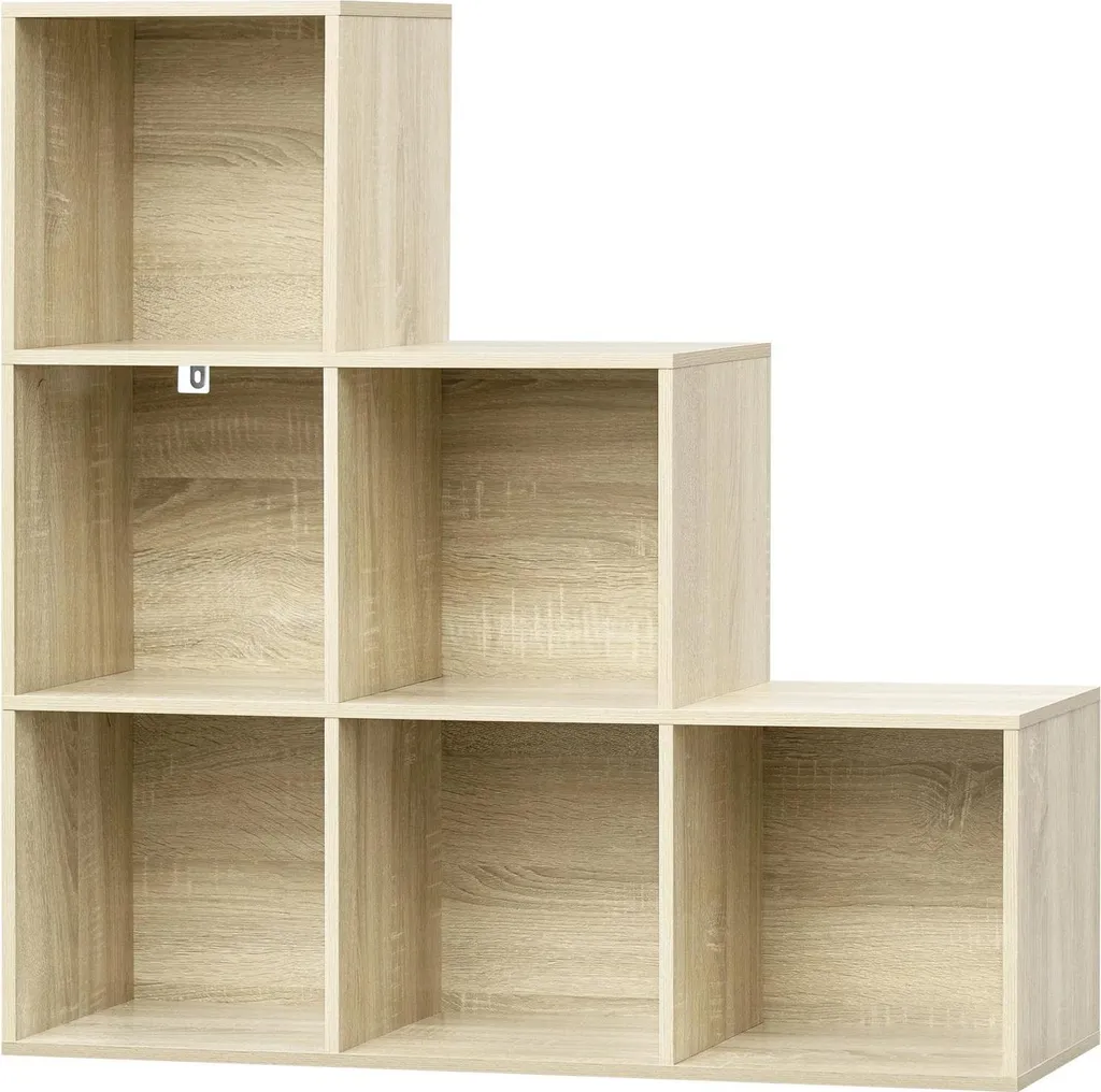 Meuble de Rangement Minimaliste 6 Compartiments Bois Chêne Naturel