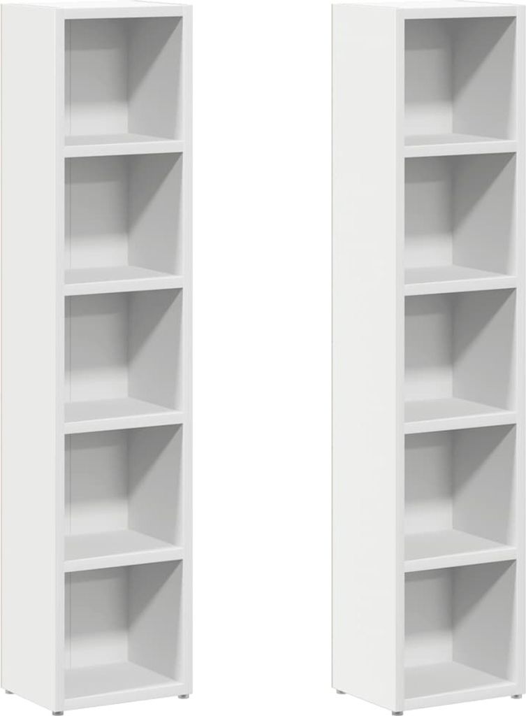 vidaXL CD-Regale 2 Stk. Weiß 21x16x93,5 cm Holzwerkstoff Produktbild 9