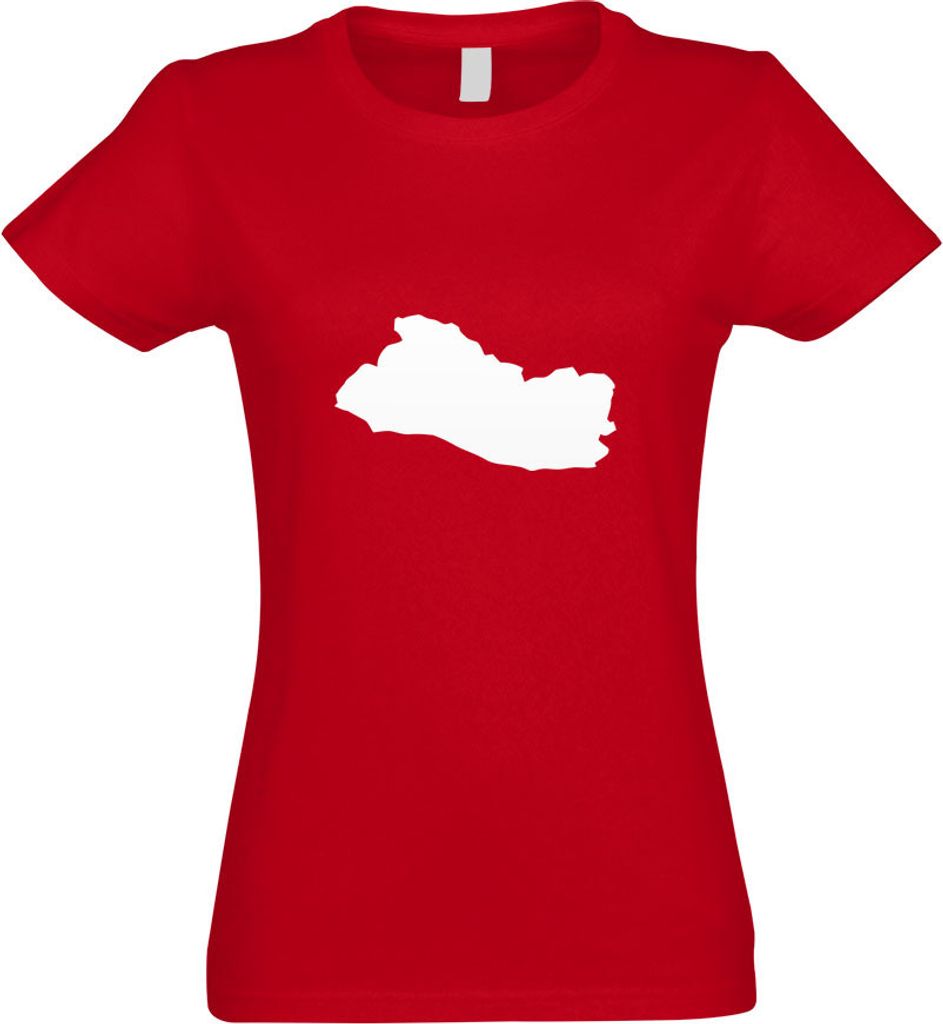 Kiwistar - T-Shirt tailliert - Damen - rot - EL Salvador Umriss Kontur - mit Motiv Bedruckt - Funshirt Design - Sport - Freizeit - Damen - XXL
