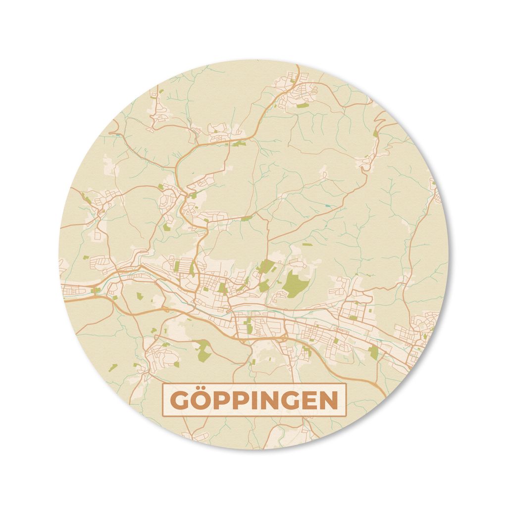 MuchoWow Mauspad Mousepad Göppingen - Jahrgang - Karte - Stadtplan 20x20 cm - Mousepads - Maus Mat - Pad - Mausunterlage - Schreibtischmatte