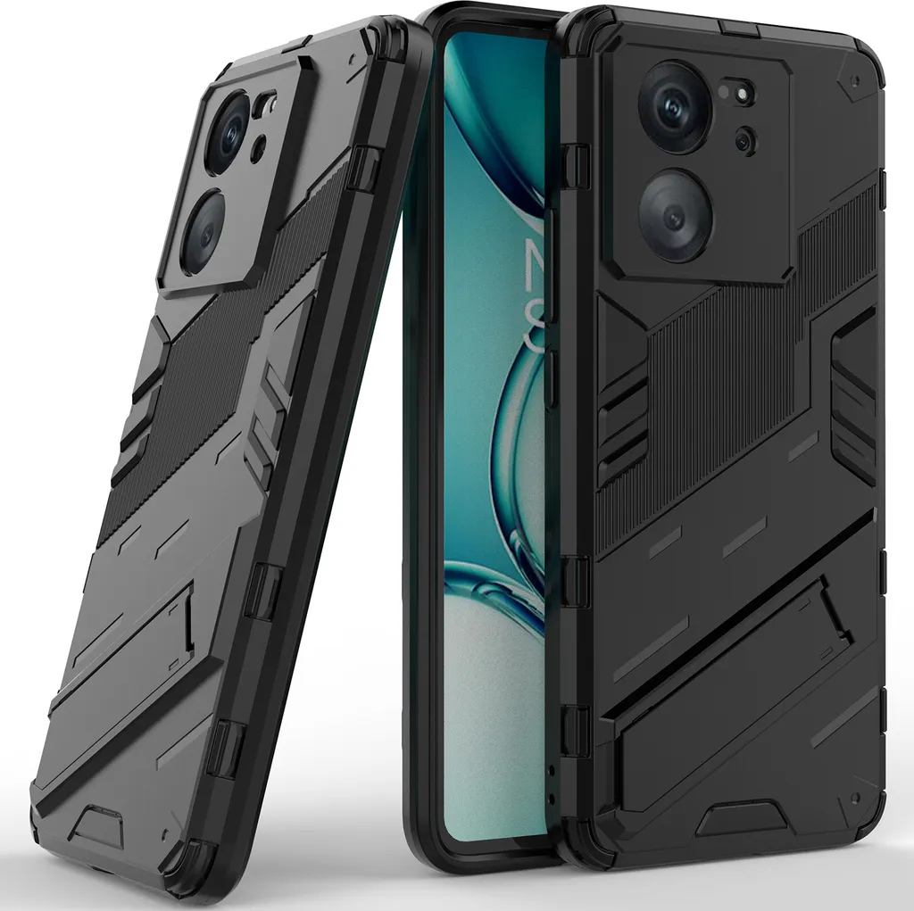 Custodia per Xiaomi 13T / 13T Pro - Cover Ibrida Nera con Cavalletto