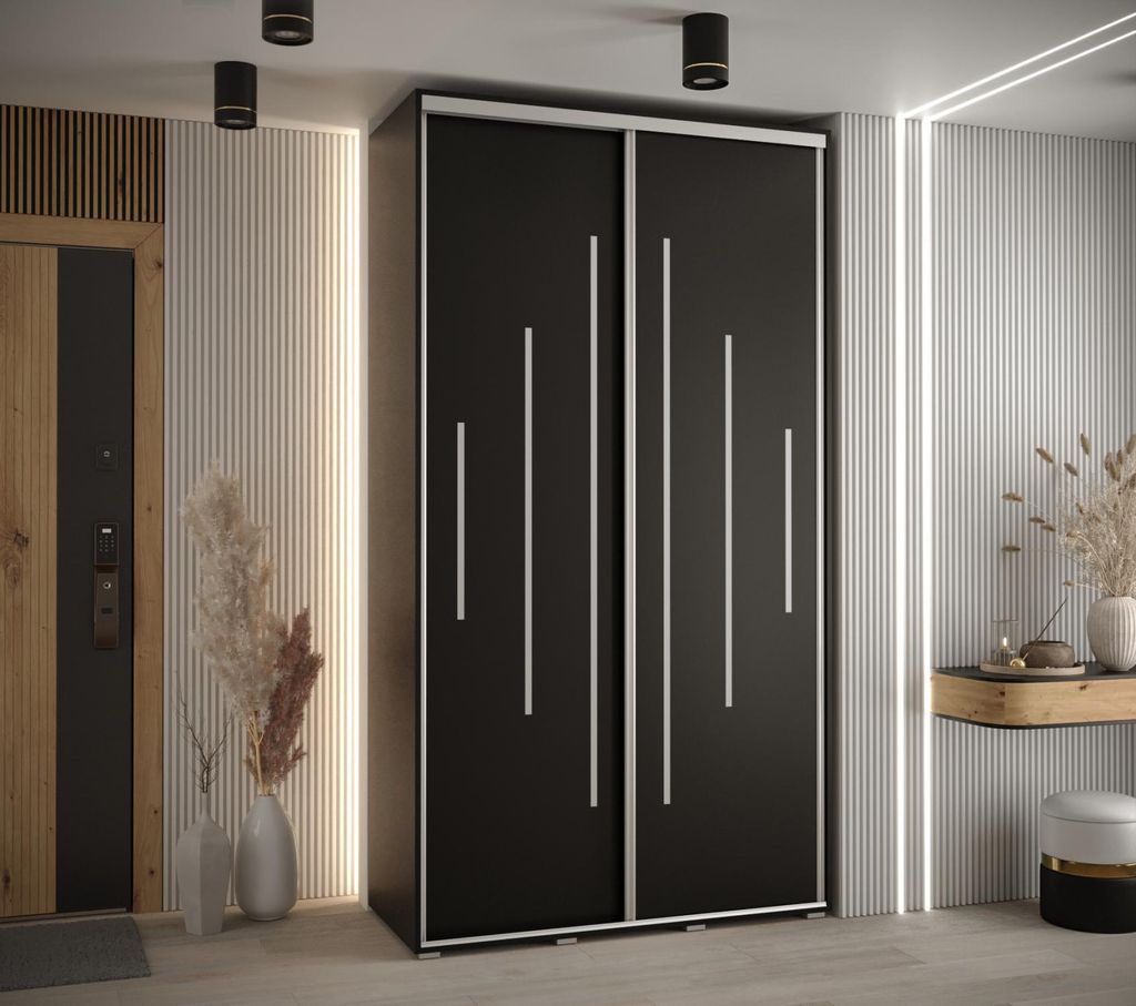 Kleiderschrank YVONA 12 - 140/60 cm, schwarz/silber
