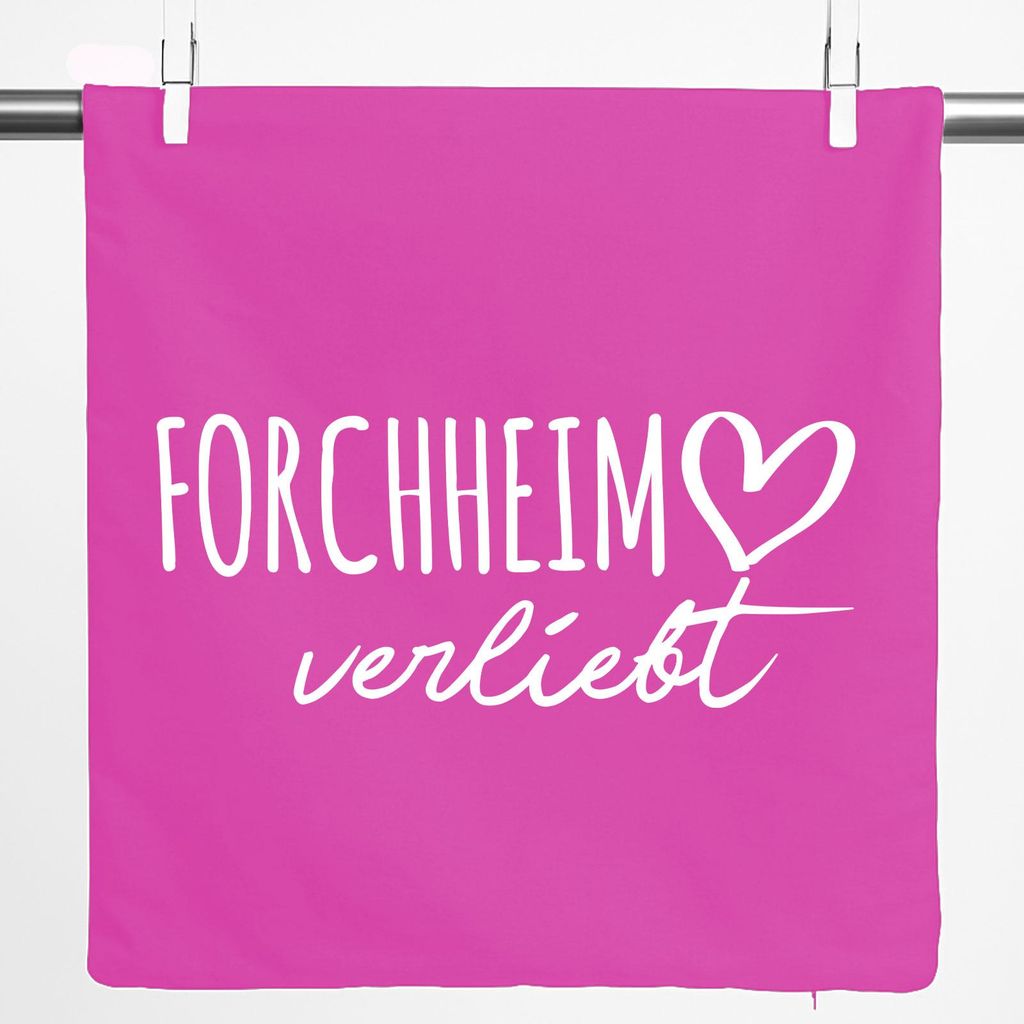 Huuraa Kissenbezug Forchheim verliebt 40x40cm Fuchsia Baumwolle Dekokissenbezug Geschenkidee