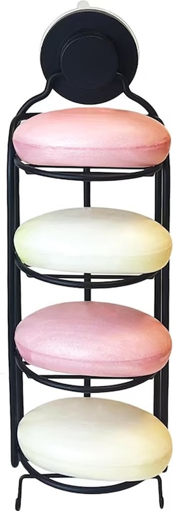 Porte-savon en acier inoxydable 4 niveaux avec crochet Noir Image du produit 