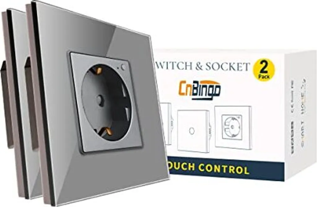 CNBINGO WLAN Schuko-stopcontact, inbouw met stroommeting, 16 ampère, glas, smart stopcontact, werkt met Alexa (Echo, Echo Dot), Google Assistant, alleen 2,4 GHz wifi, 1-voudig, zwart, 4 stuks CNBINGO WLAN Schuko-stopcontact, inbouw met stroommeting, 16 ampère, glas, smart stopcontact, werkt met Alexa (Echo, Echo Dot), Google Assistant, alleen 2,4 GHz wifi, 1-voudig, zwart, 4 stuks