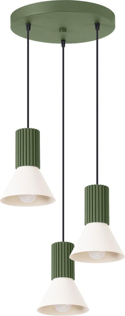 Lampa wisząca ryflowana ESTRIA zielono-beżowa 3xE14x15W Zdjęcie produktu 