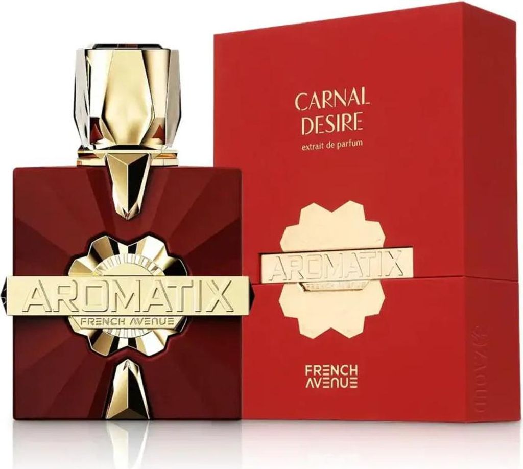 A perfume bottle and its box are displayed against a white background.