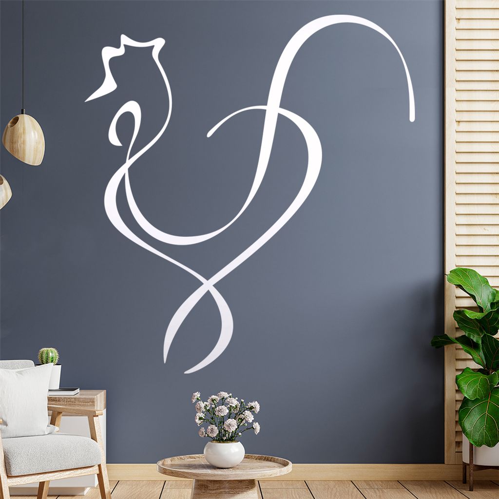 Hahn Linien Wandtattoo in 6 Größen - Wandaufkleber Wall Sticker - Dekoration, Küche, Wohnzimmer, Schlafzimmer, Badezimmer