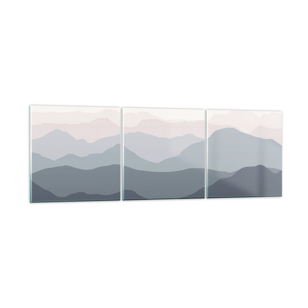 Bilder auf glas - 3 Teile - Berge Grafiken Buntstift - 120x40cm - Glasbilder - Wandbilder - Bilder - zum Aufhängen bereit - Wanddekoration aus Gla...