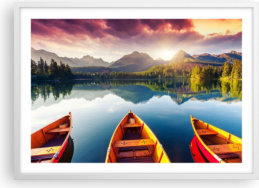 Gerahmtes Poster - Weißer Rahmen - See Natur - 70x50 cm - Wand Bild - Wanddeko - Wandbilder - Kunstposter - Wandposter - Bilderrahmen - Bilder - K...