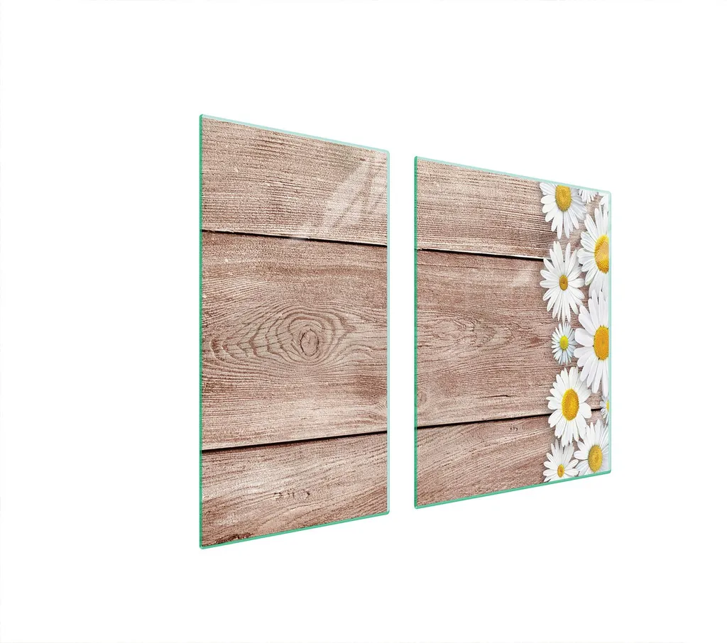 Proteggi Fornelli 90x52 Vetro Temprato Margherita Ceramica Legno