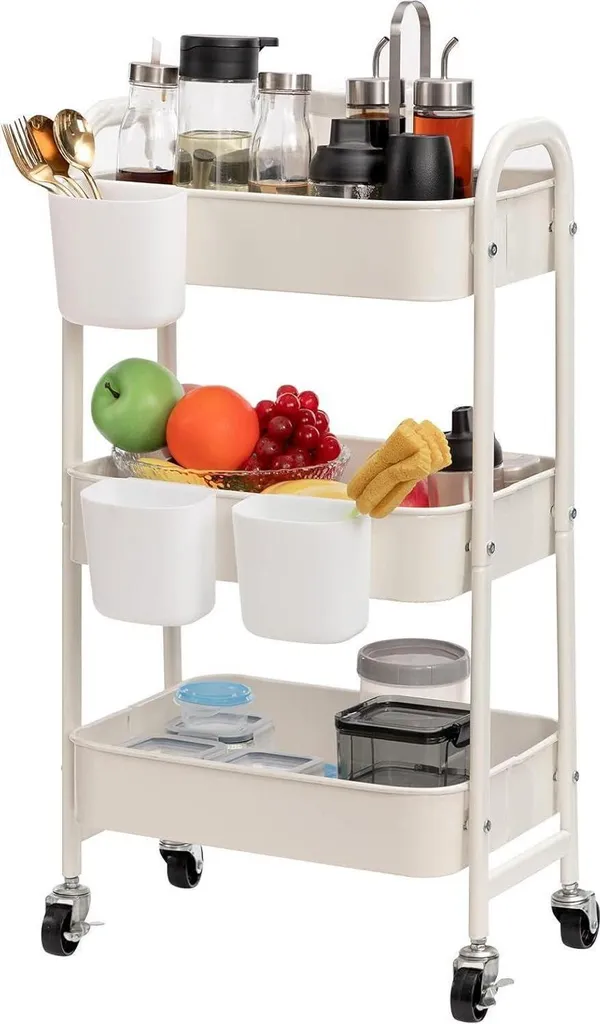 Carrello Metallo 3 Ripiani DOEWORKS - Organizer Moderno con Ruote