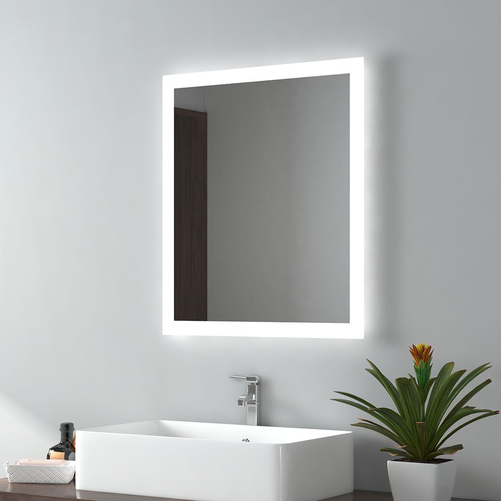 60x50/50x60cm Badspiegel mit LED Beleuchtung Wandspiegel Badezimmerspiegel 